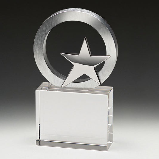 GS205A Crystal & Chrome Eclipse Star Award 14.5cm