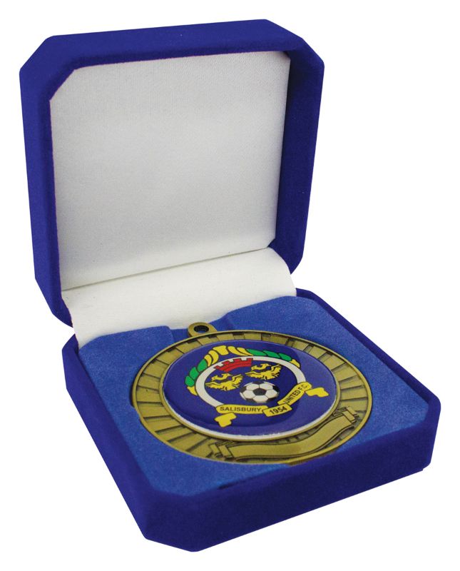 H60B 50, 60, 70mm Diameter Crown Medal Box - Blue 9cm