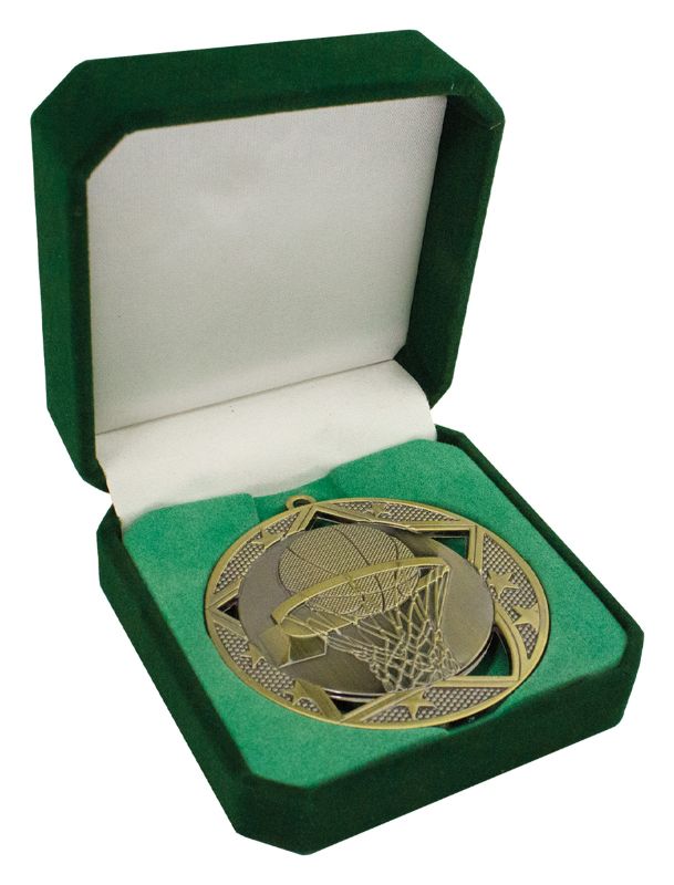H60G 50, 60, 70mm Diameter Crown Medal Box - Green 9cm