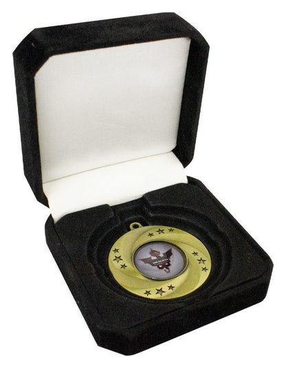 H60K 50, 60, 70mm Diameter Crown Medal Box - Black 9cm