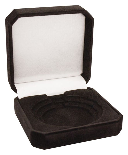 H60K 50, 60, 70mm Diameter Crown Medal Box - Black 9cm