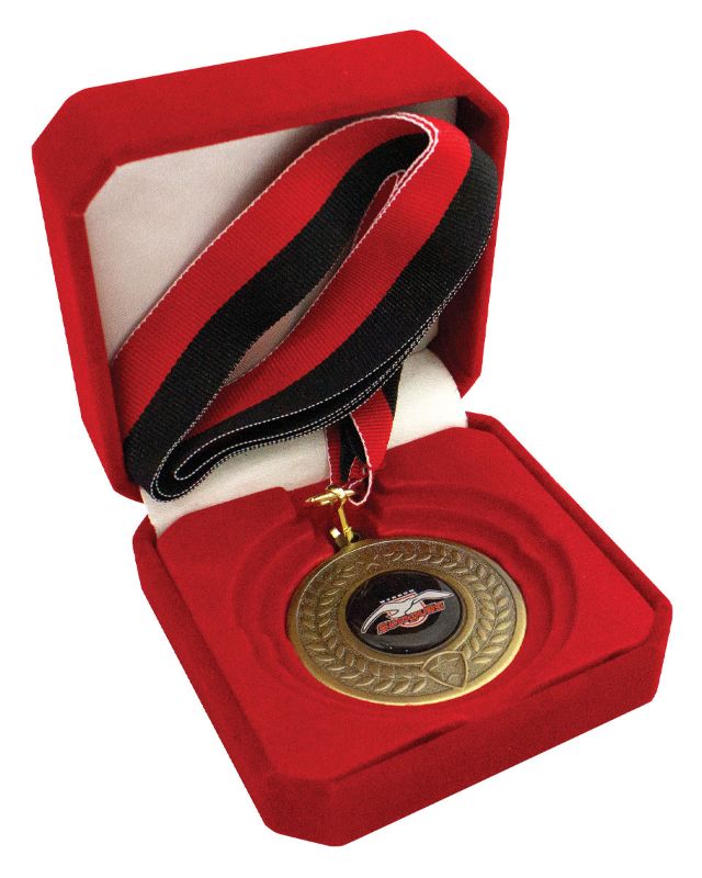 H60R 50, 60, 70mm Diameter Crown Medal Box - Red 9cm