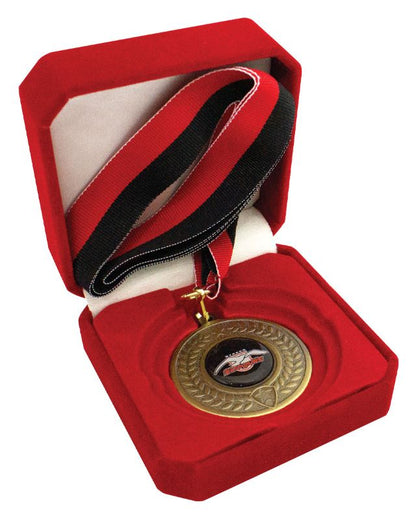 H60R 50, 60, 70mm Diameter Crown Medal Box - Red 9cm