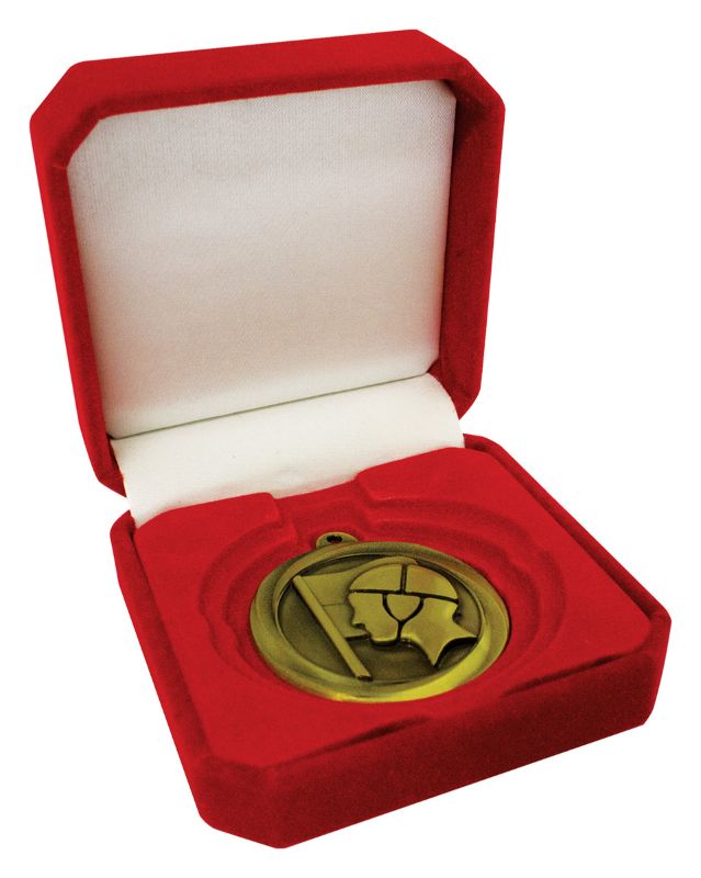 H60R 50, 60, 70mm Diameter Crown Medal Box - Red 9cm