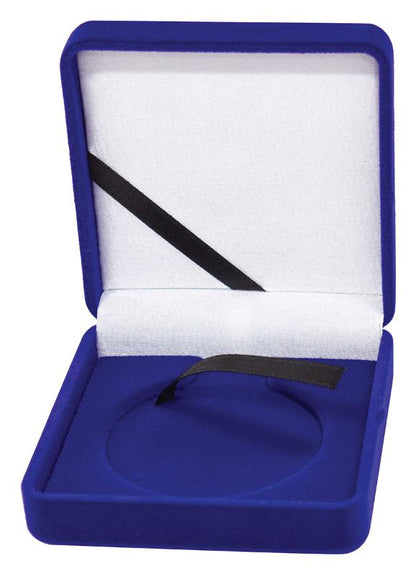 H8 50mm Diameter Blue Velvet Medal Box 7.5cm