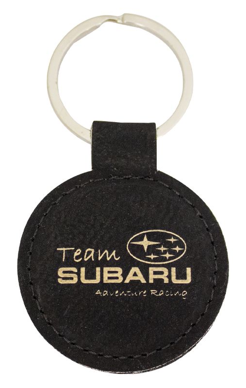 LE105 Leatherette Keychain Circle - Black / Gold 5cm