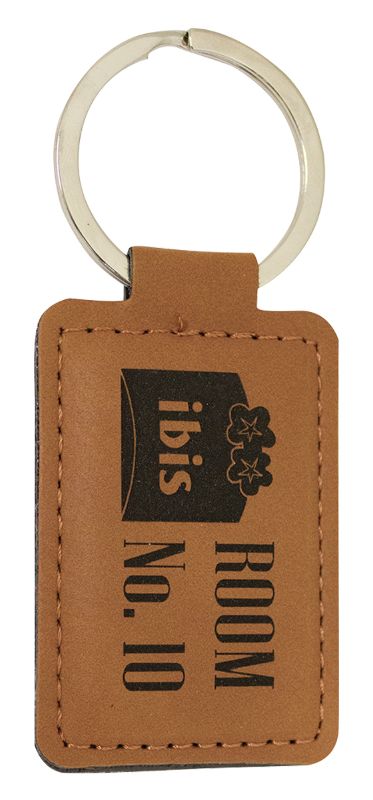 LE111 Leatherette Keychain Rectangle - Rawhide 6cm