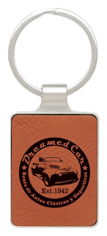 LE151 Leatherette Keychain - Rawhide with Chrome 5cm