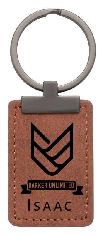 LE165 Keychain Rawhide with Gun Metal Trim 5cm