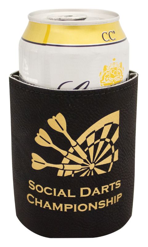 LE307 Leatherette Can Holder - Black 9.5cm