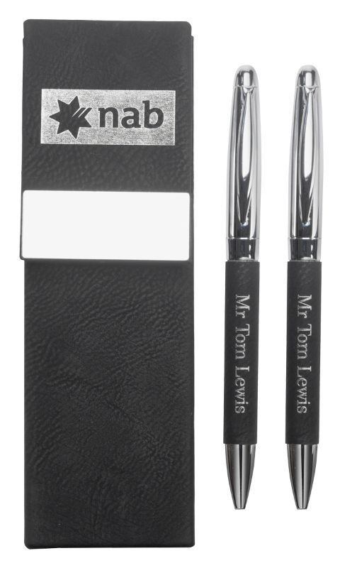LE427 Leatherette Pen Gift Set - Double 5cm