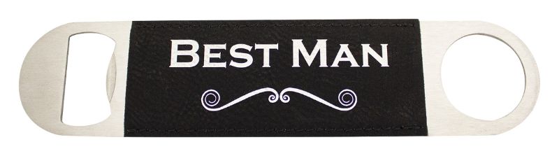 LE807 Bottle Opener - Black Leatherette 17.5cm