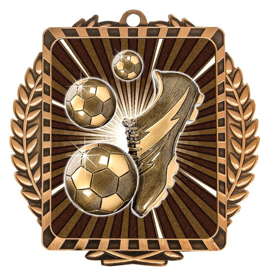 LWM004B Football Lynx Wreath Bronze Medal 9cm