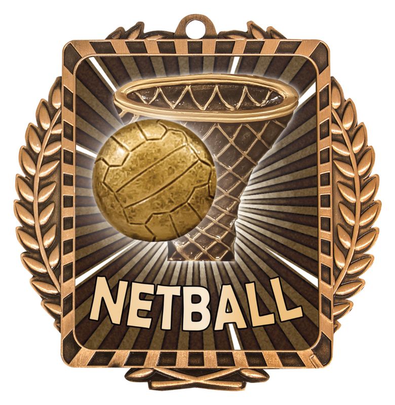 LWM037B Netball Lynx Wreath Bronze Medal 9cm