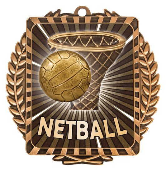 LWM037B Netball Lynx Wreath Bronze Medal 9cm
