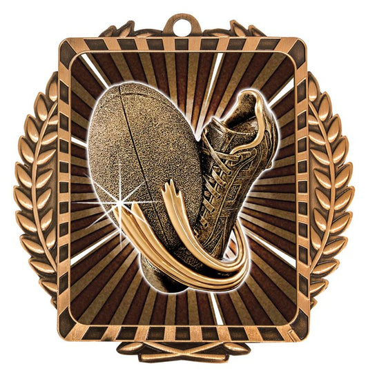 LWM039B Rugby Lynx Wreath Bronze Medal 9cm