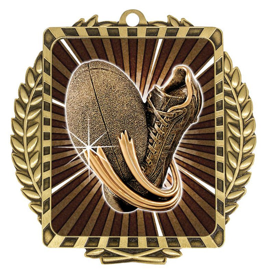 LWM039G Rugby Lynx Wreath Gold Medal 9cm