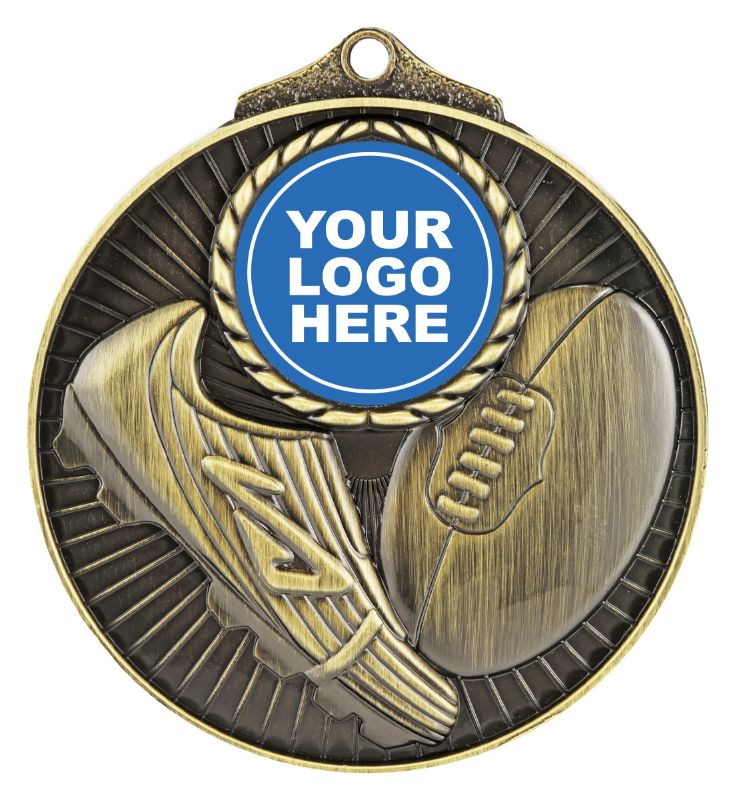 M088G Aussie Rules Medal Insert Gold 7cm