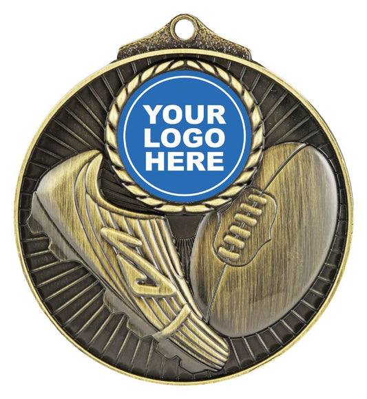 M088G Aussie Rules Medal Insert Gold 7cm