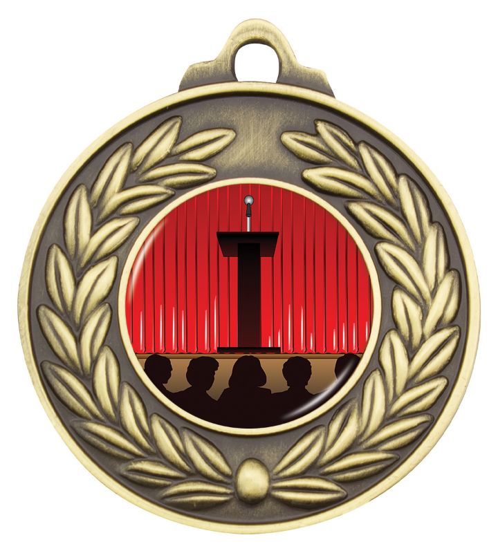 M160G-K131 Wreath Antique Medal Gold 5cm