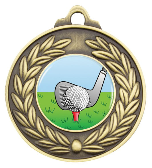 M160G-K88 Antique Wreath Golf Medal Gold 5cm