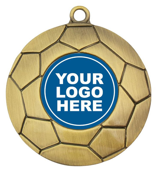 M213G Football Ball Medal Logo Gold 5cm