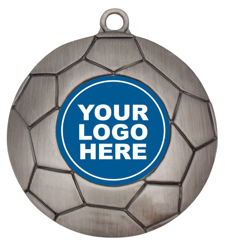 M213S Football Ball Medal Logo Silver 5cm