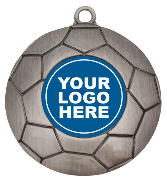 M213S Football Ball Medal Logo Silver 5cm