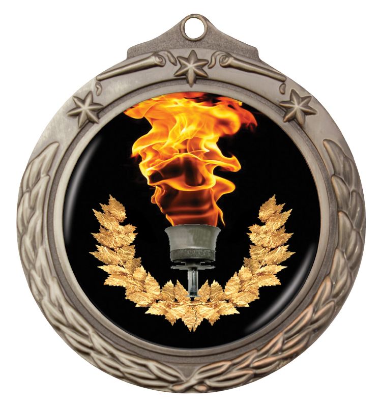 M842S-C001 Stars & Wreath Insert Medal Silver 7cm