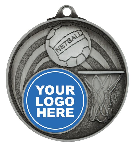 MC911S Logo Netball Silver Medal 5.2cm
