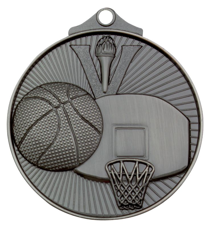 MD907S Basketball Medal Silver 5.2cm