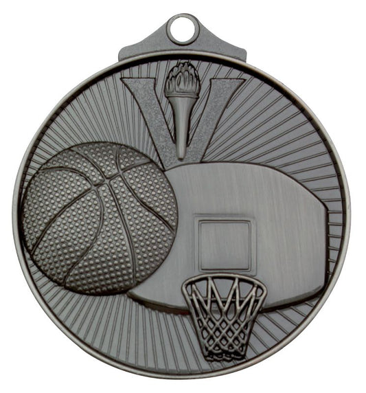 MD907S Basketball Medal Silver 5.2cm