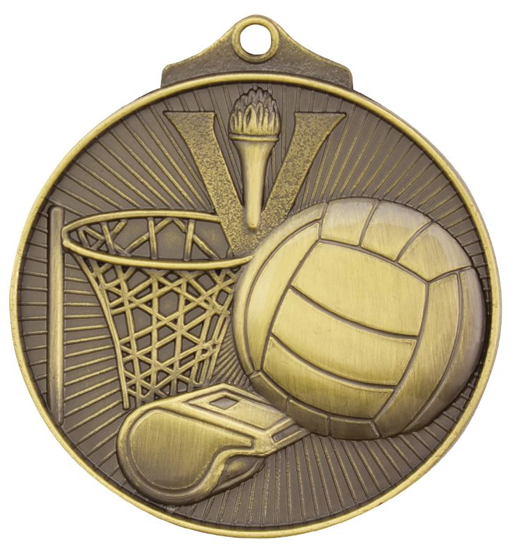 MD911G Netball Medal Gold 5.2cm