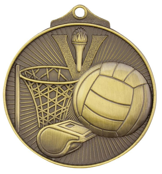 MD911G Netball Medal Gold 5.2cm