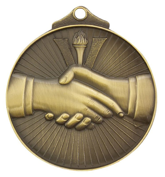 MD927G Handshake Medal Gold 5.2cm