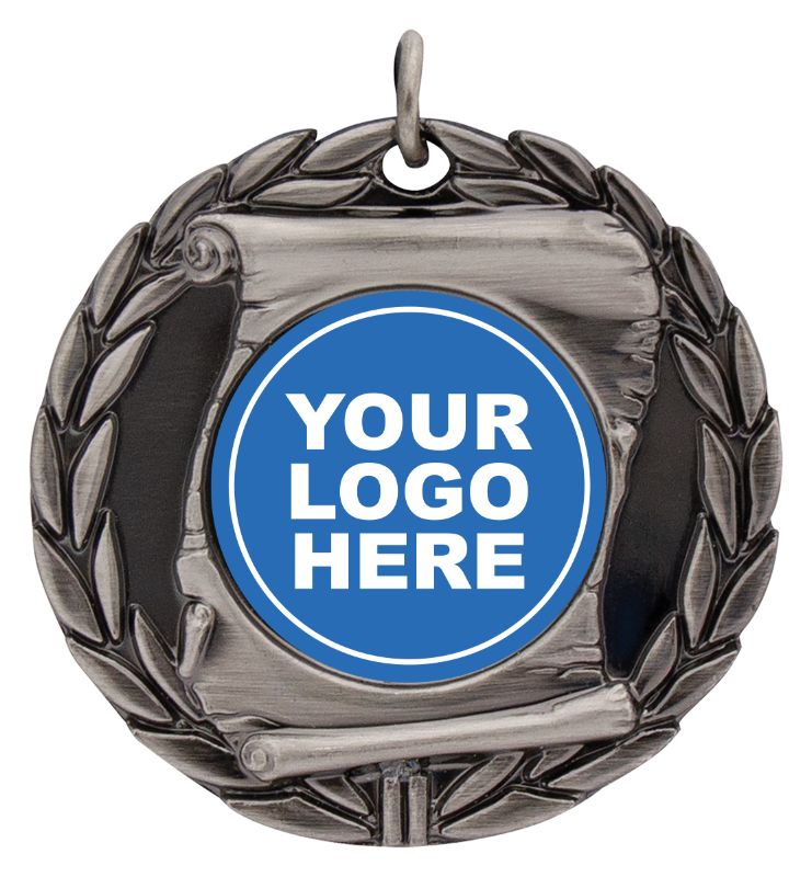 MD95S Scroll Medal Silver 4.9cm