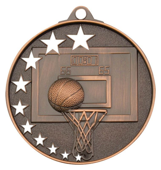 MH907B Basketball Stars Medal Bronze 5.2cm