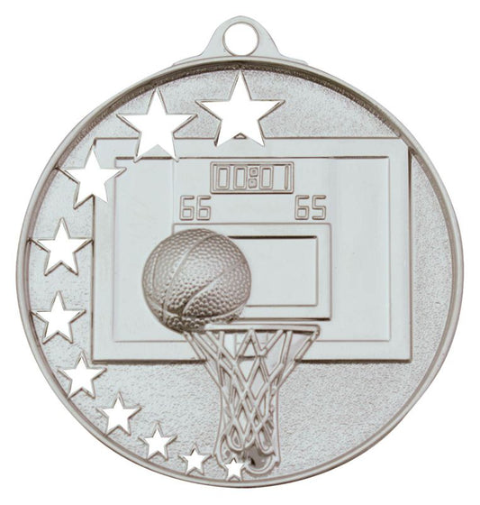 MH907S Basketball Stars Medal Silver 5.2cm