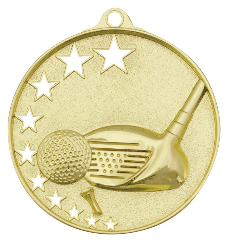 MH909G Golf Stars Medal Gold 5.2cm