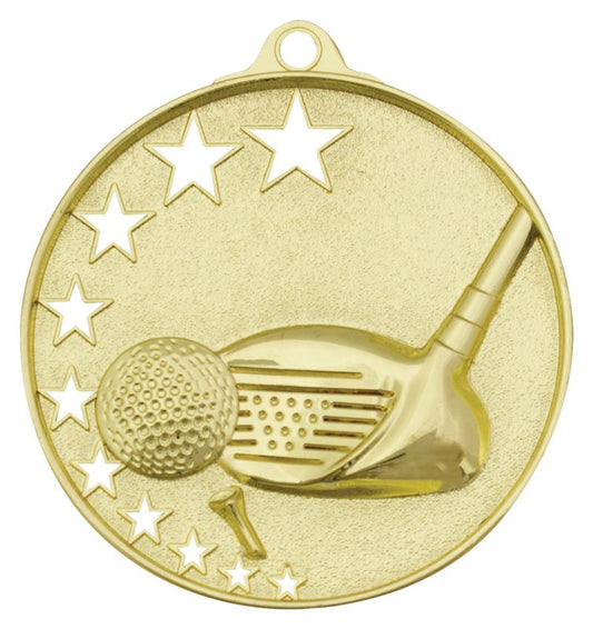 MH909G Golf Stars Medal Gold 5.2cm