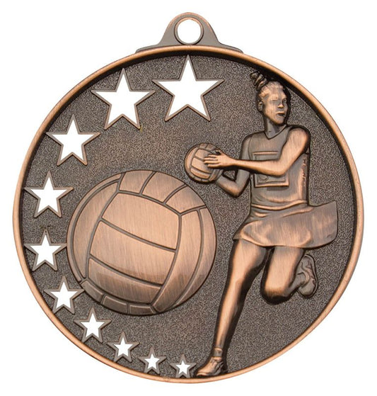 MH911B Netball Stars Medal Bronze 5.2cm