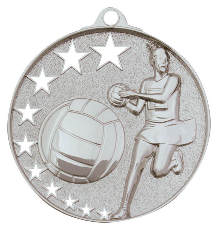 MH911S Netball Stars Medal Silver 5.2cm