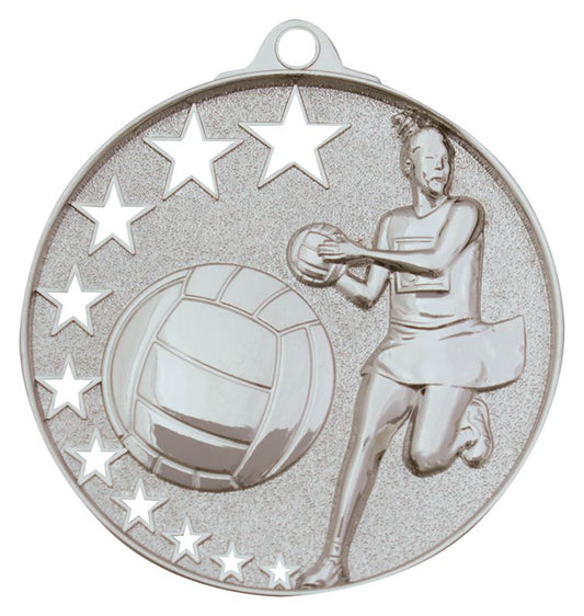 MH911S Netball Stars Medal Silver 5.2cm