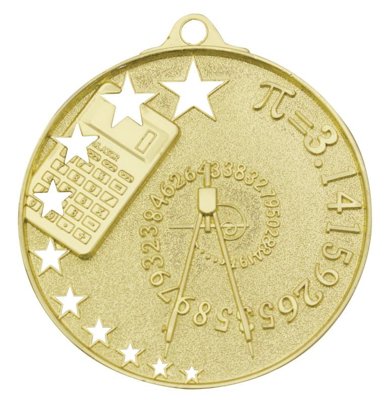 MH920G Maths Stars Medal Gold 5.2cm