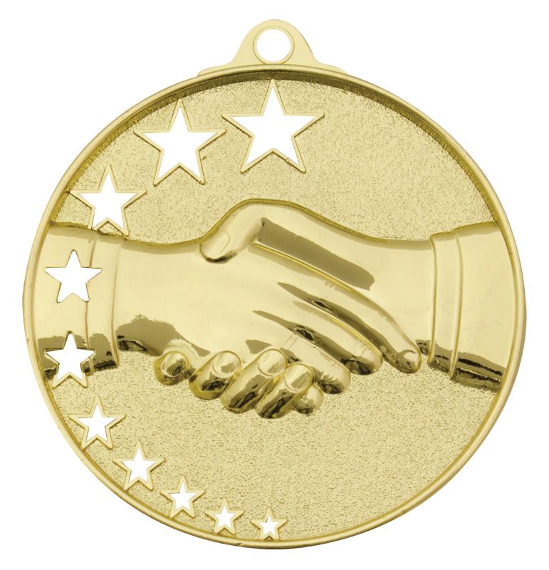 MH927G Handshake Stars Medal Gold 5.2cm