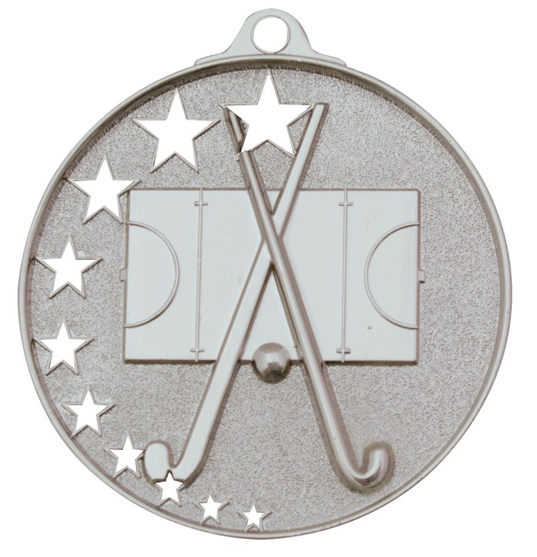 MH929S Hockey Stars Medal Silver 5.2cm