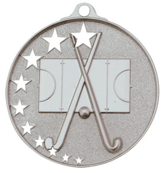 MH929S Hockey Stars Medal Silver 5.2cm