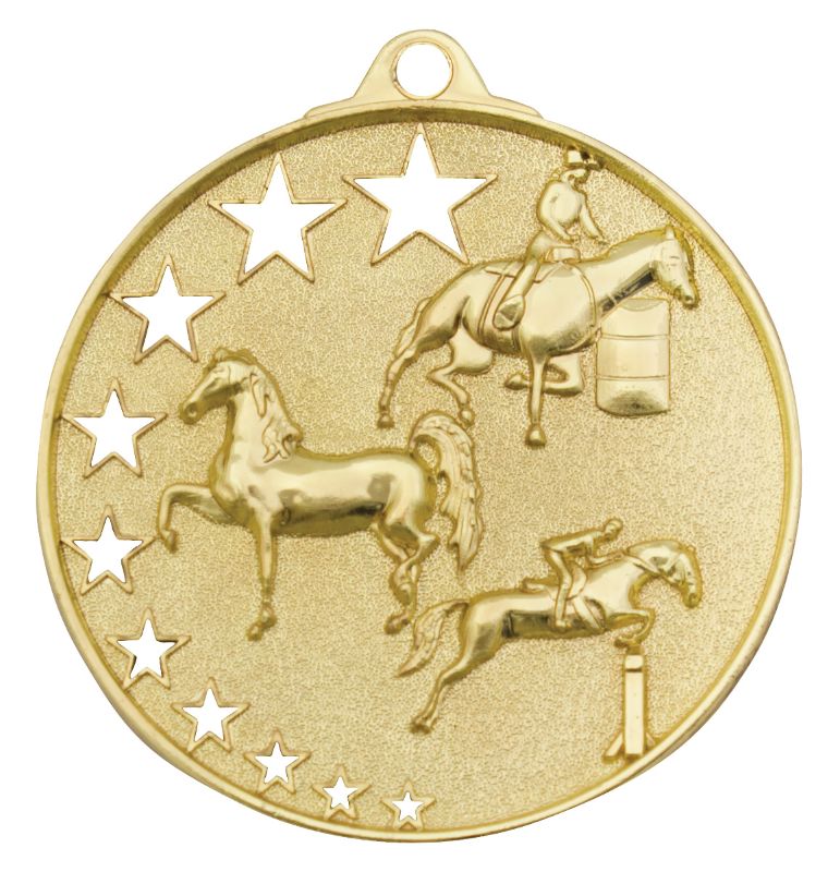 MH935G Horse Stars Medal Gold 5.2cm