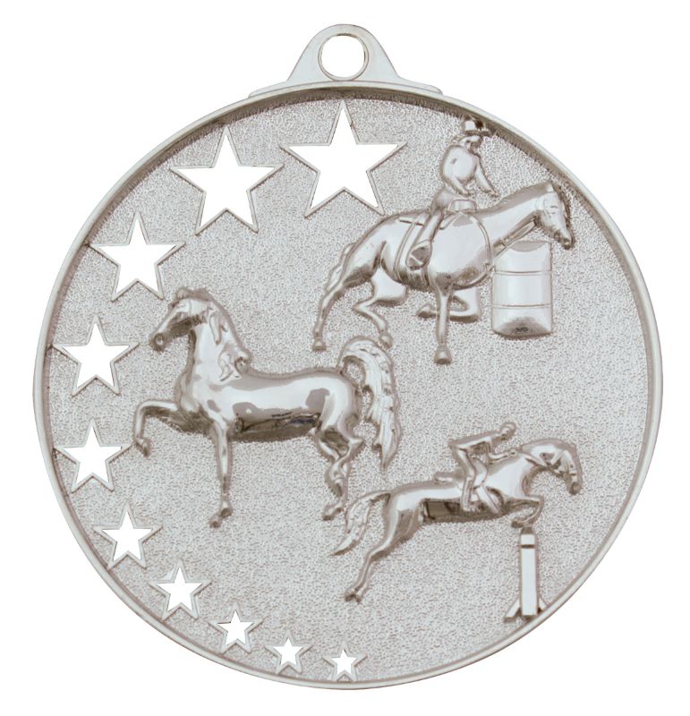 MH935S Horse Stars Medal Silver 5.2cm