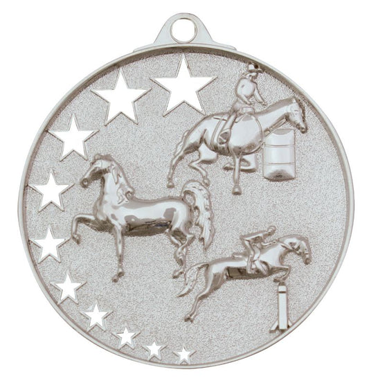 MH935S Horse Stars Medal Silver 5.2cm